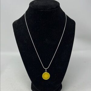 COACH LEGACY ROUND HELLOW SILVER PENDANT Necklace With 925 18 inch Chain